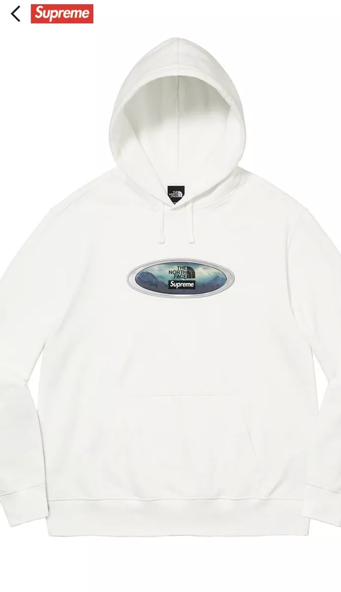 Supreme x The North Face Lenticular Mountains Hooded Sweatshirt White Mens  SizeL