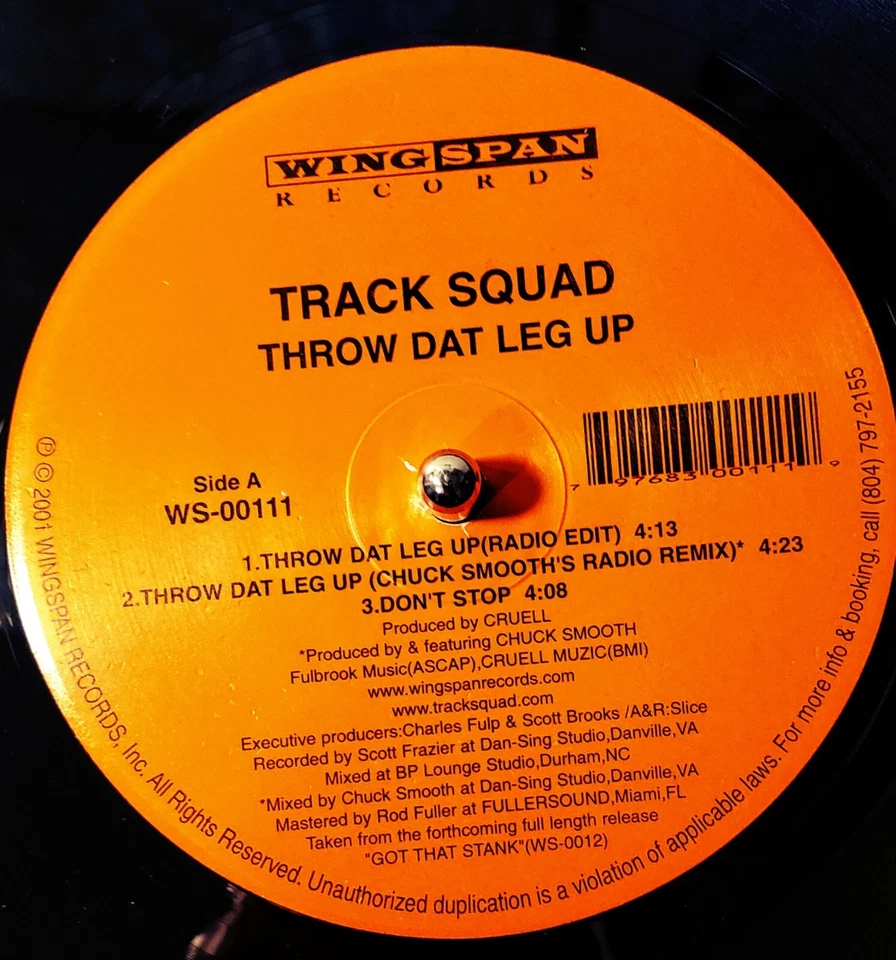 Track Squad-Throw Dat Leg Up 12” Maxi-Single, 2001 Wingspan N.MINT! - Image 2 of 2