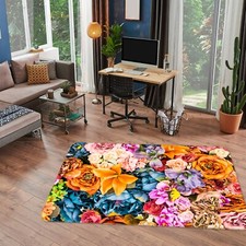 3D Colored Flowers NAO8374 Game Rug Mat Elegant Photo Carpet Mat Fay