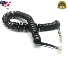 5 ft Telephone Handset Receiver Cord Phone Curly Coil Cable 4P4C RJ22 - Black