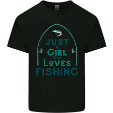 Just a Girl Who Loves Fishing Fisherwoman Mens Cotton T-Shirt Tee Top