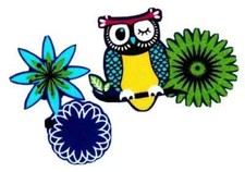 bird owl fabric applique iron on flower not embroidered 2 inch 2pc set
