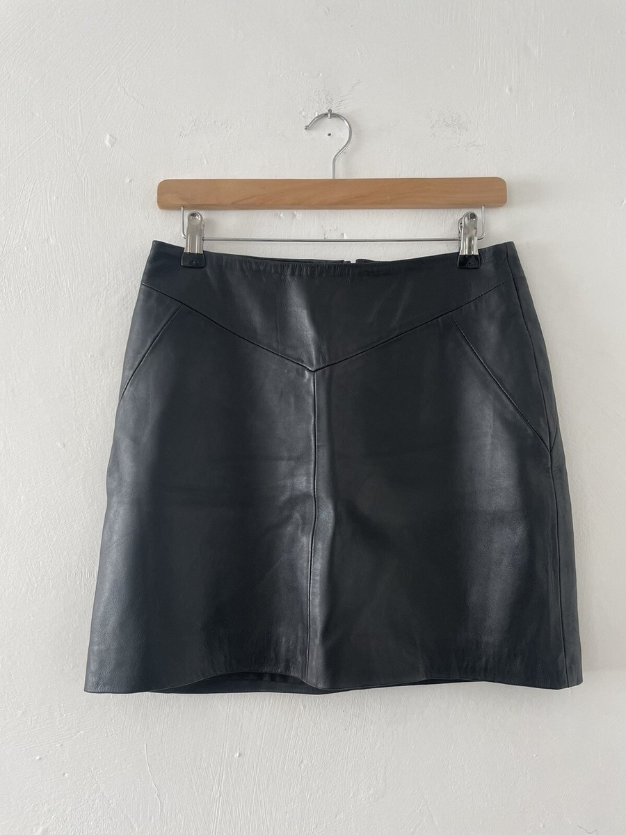 Oasis Clothes Oasis Black Faux Leather A Line Midi Skirt Oasis