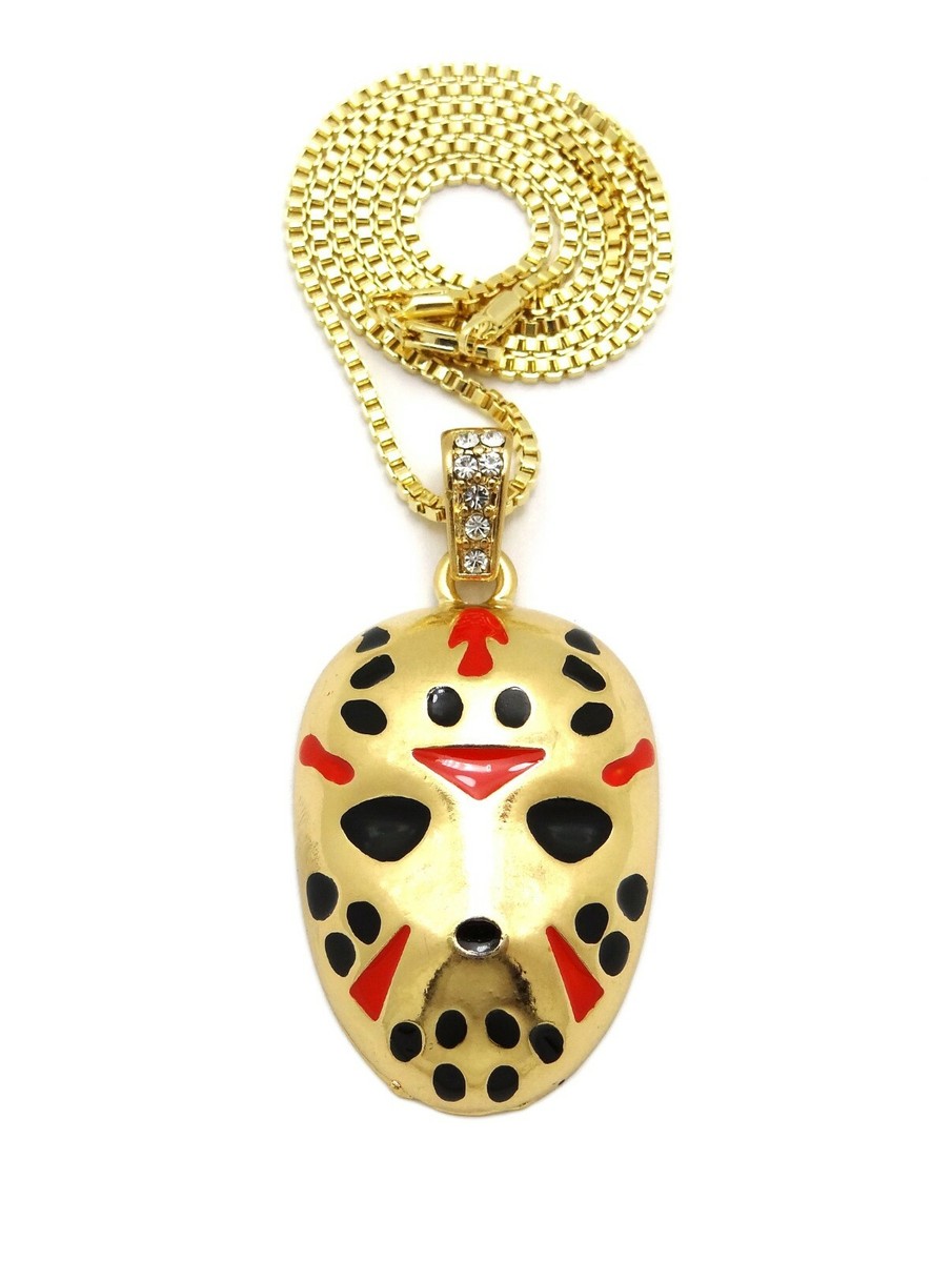 New Jason Friday 13th Mask Pendant Box, Rope, Cuban Chain New Jason Friday 13th Mask Pendant Box, Rope, Cuban Chain
