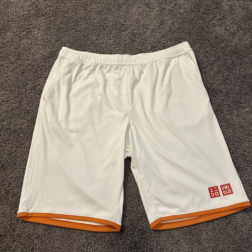 Uniqlo Federer Nishikori Tennis Athletic Shorts Sz Men’s XL White Orange