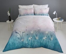 Blue Grey Floral Field Cute Tumblr Chic Modern Duvet Cover Set SALE CLEARANCE