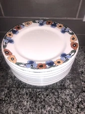 Vintage O.P.CO Syracuse China ~ Peasantry ~ Eight 8" Luncheon Plates ~ 1927 Rare