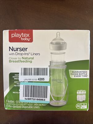Playtex Baby Nurser Bottles Nipples 8-10 Oz Pack Set