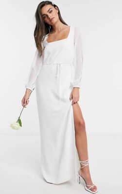 French Connection Sommer weißes Braut Maxikleid UK 10 UVP 195 £