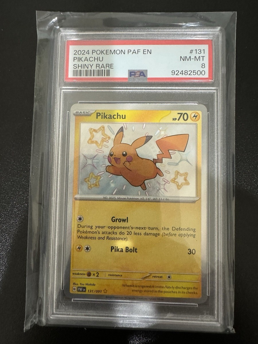 shiny pikachu pokemon card value Pokemon TCG Shiny Pikachu Paldean Fates 131/91 English Full Art Graded PSA  8
