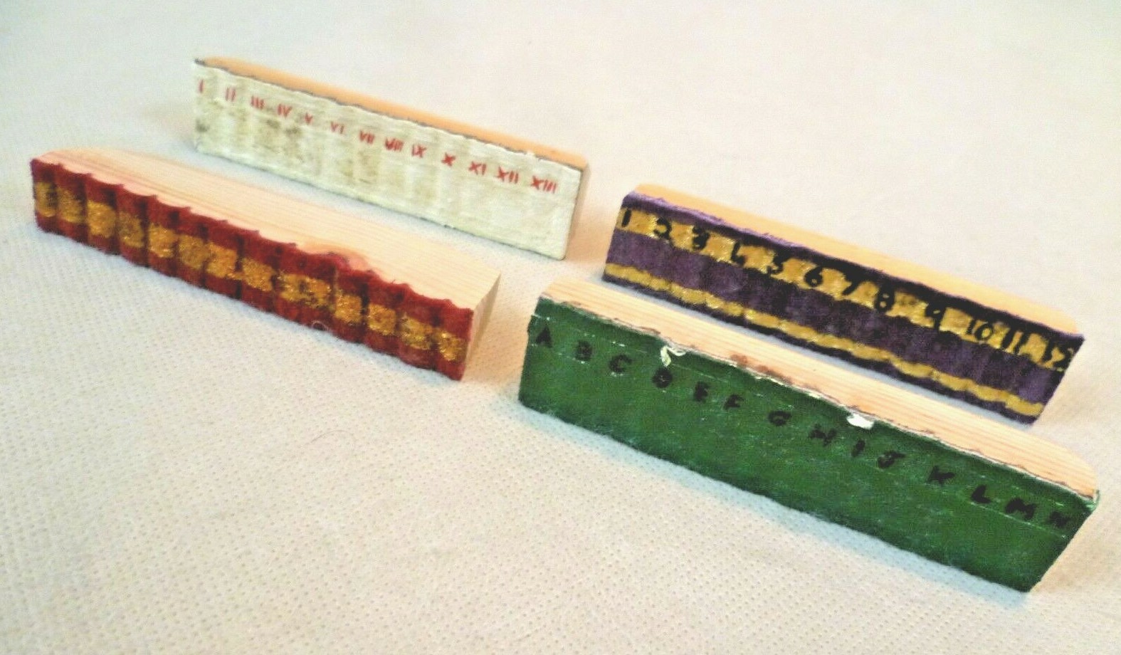 Vintage Dolls House Accessories Painted / Fabric Covered Wooden Book Blocks eBay