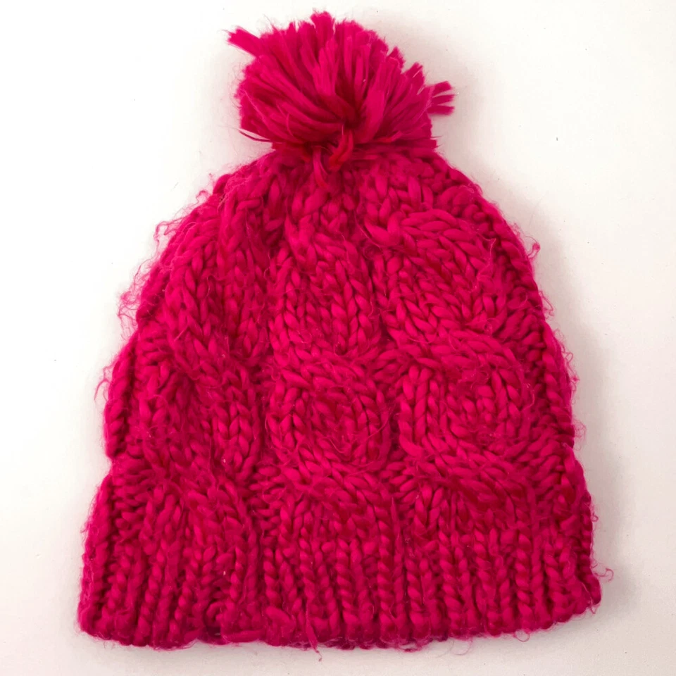 Sombrero Pom Pom de Invierno Acrílico Tejido con Cable Rosa Caliente Carbón Foto 2 de 4