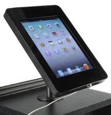 Secure Locking iPad Counter Mount, Home Button Covered, Black, Tilts, Rotates