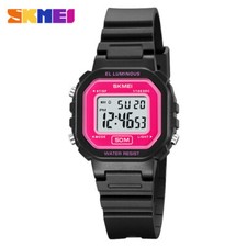 SKMEI Women's Digital Sport Watch Silicone LED Water Resist for Kids Wristwatch