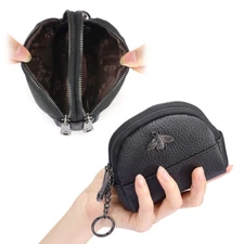 Women's Black Zipper Wallet Small PU Leather Change Purse Pouch Coin Pocket Bag