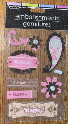 Special Moments Handmade Memories Forever Friends Magic Glitter Flower Scrapbook