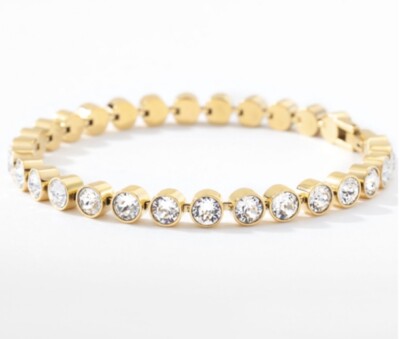  Touchstone Crystal Mini Ice Bracelet Gold Clear 7 1/4  New Condition