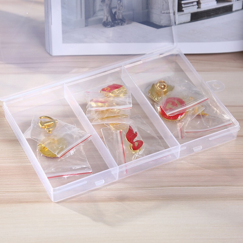 Plastic Clear 3 Slots Adjustable Jewelry Beads Storage Box Case Craft