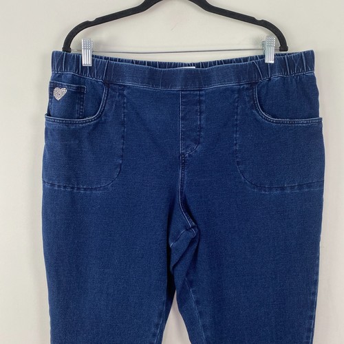Quacker Factory Regular DreamJeannes Pull-On Snap Bottom Leggings Size XL Blue - Picture 2 of 11