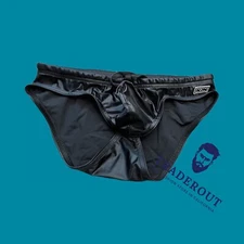 N2N Bodywear Men black extreme wet Leather-look  swim bikini swimwear size M XL