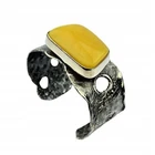 Unique Antique Style Silver Bracelet with Honey Baltic Amber Luxury