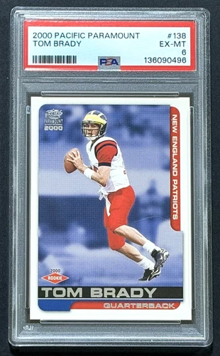 2000 PACIFIC PARAMOUNT TOM BRADY #138 ROOKIE CARD RC PSA 6