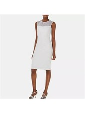 CALVIN KLEIN Womens White Mesh Sleeveless Formal Sheath Dress 6