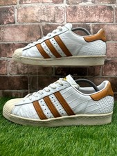 Adidas Superstar BB2229 Scarpe da Ginnastica Uomo UK 9 Bianco Oro Pelle Scarpe Lifestyle