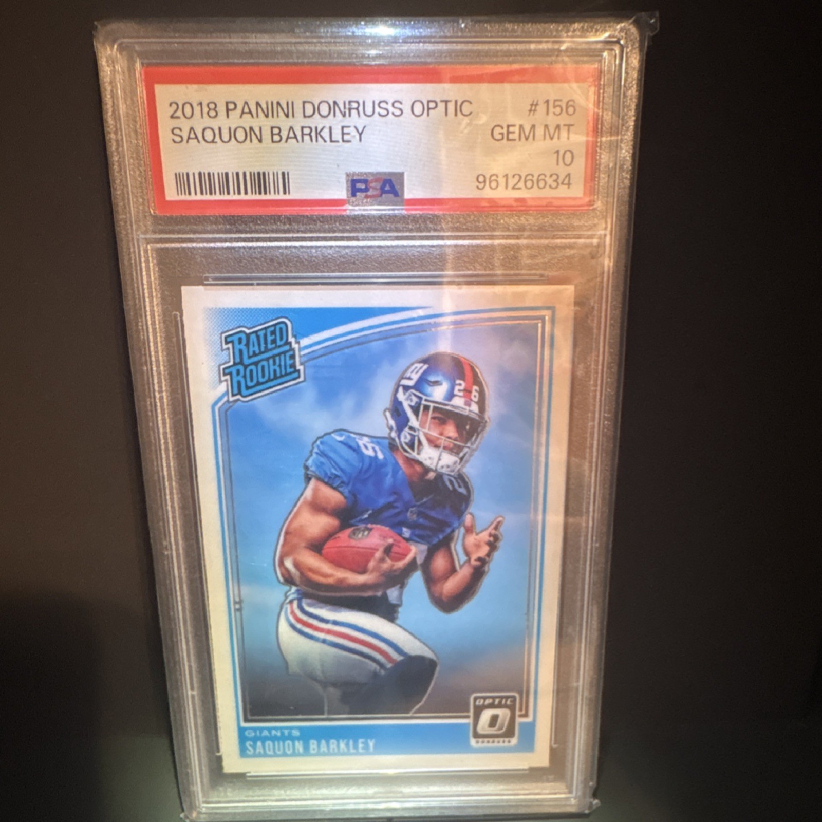 Panini 2018 Donruss Optic Saquon Barkley Rated Rookie #156 Giants PSA 10