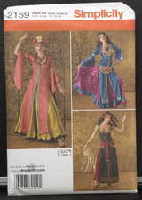 Simplicity 2159 Belly Dancer Ren Faire Gypsy Boho Coat Belt Scarf Pattern 14-22