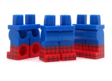 LEG ASSSEMBLY: Custom printed blue pants RED BOOTS WEBBED on official LEGO®