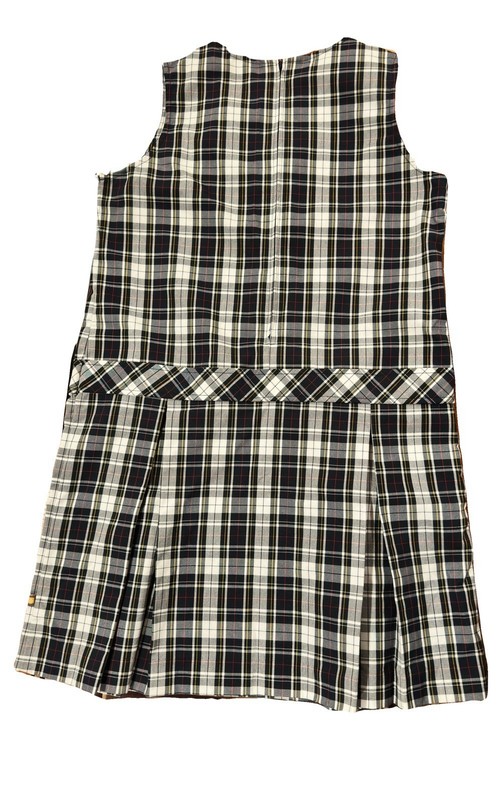 Dennis Girls Plaid Sleeveless A-Line Knee Length Dress Navy/White Size 16 Zip