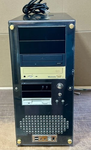 Vintage Black Aluminum Tower Computer Case w/Components As Project=READ DETAILS!