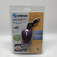 Steren Purple Wired Optical Computer Mini USB-A Mouse Corded Small Travel Mouse