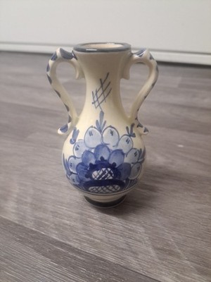 Delfter blau Holland 27 Doppelhenkel Vase 5'' hoch