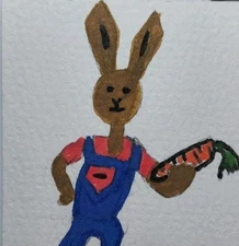 Impressionism Whimsical Bunny Rabbit Animals Original Painting – 12x12 Canvas