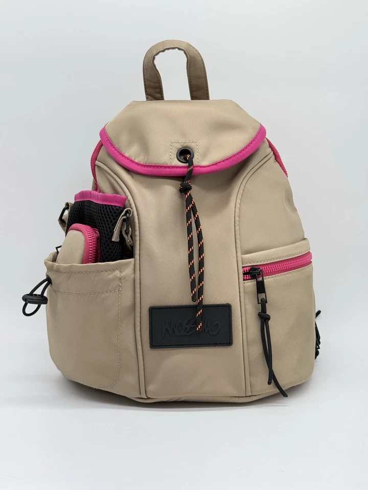 Mossimo Unisex Khaki/Pink Mini Nylon Backpack With Phone Holder W/ Phone Holder - Image 4 of 4