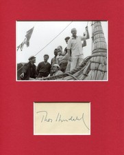 Thor Heyerdahl Spedizione Kon-Tiki Esplora Antropologo Foto Autografo Firmato