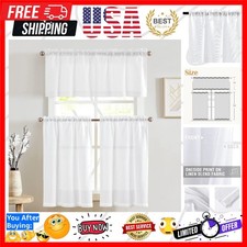 Linen Kitchen Curtains and Valance Set Tier Curtains 36 Inch Length for Cafe ...