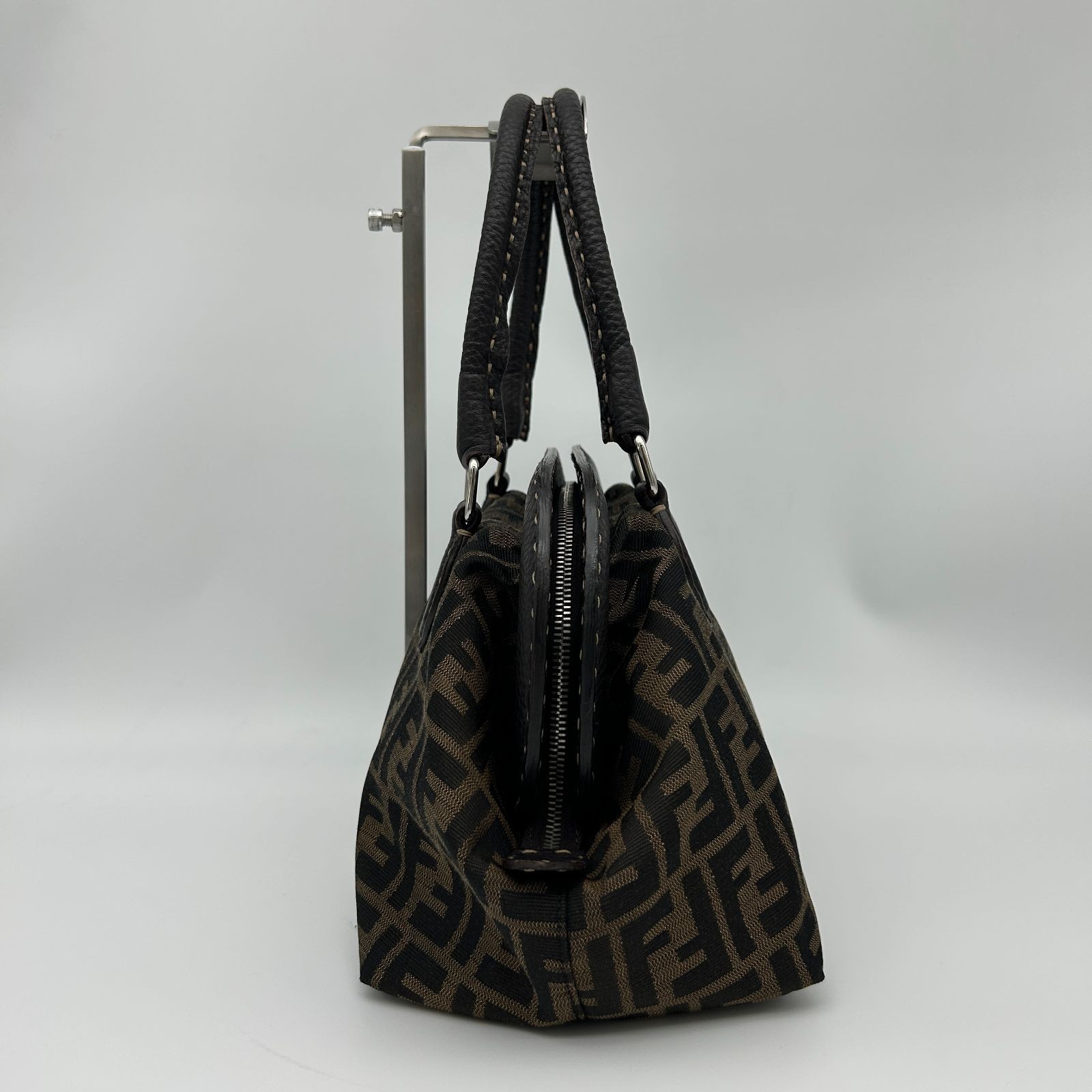 FENDI Shoulder Bag Brown Mamma Roman Leather Zucca Pattern Women From Japan thumbnail 2