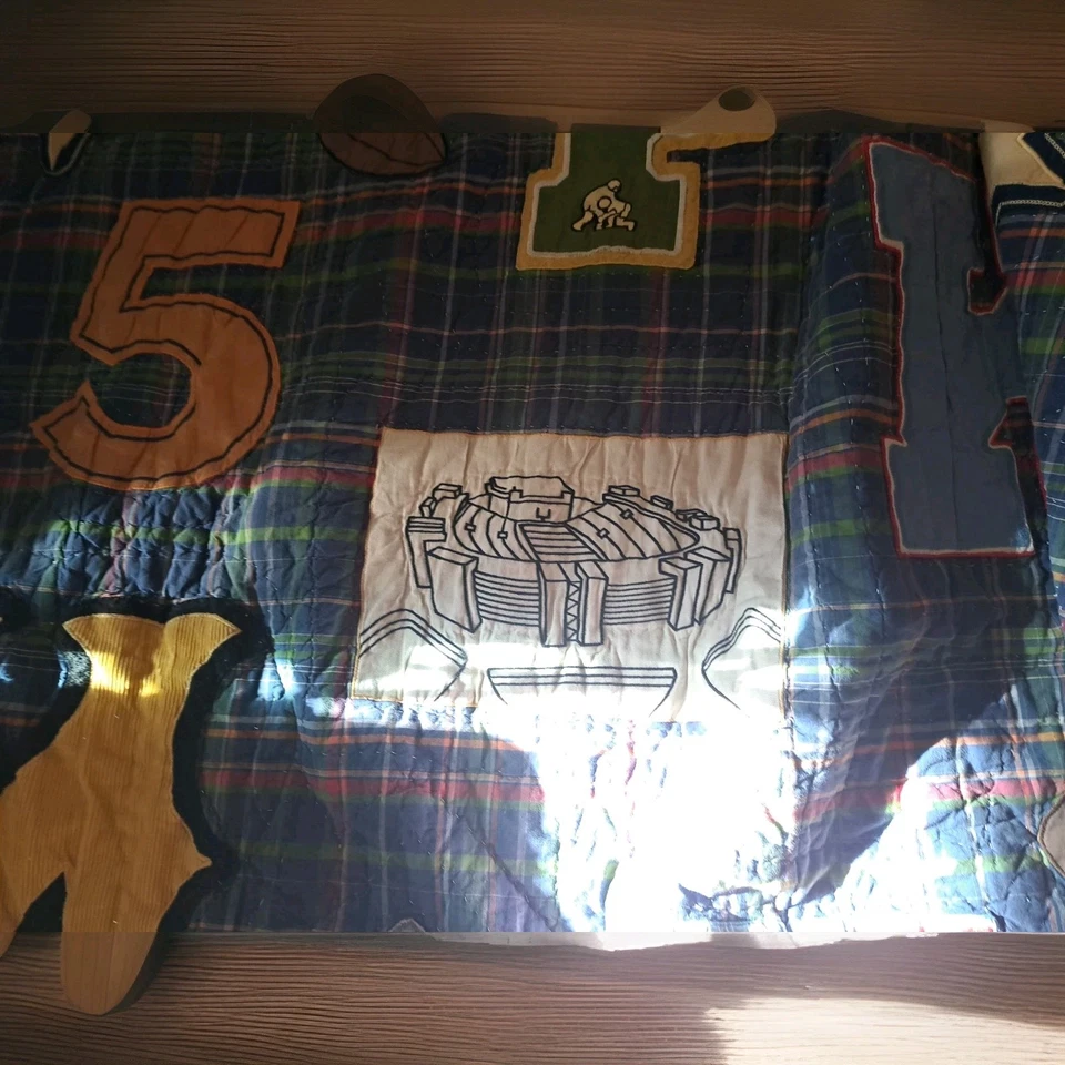 4 Pottery Barn Kids Boy Blanket Quilt 69"X 98" Sports Eddie Bauer 2 Shams 1 case - Image 4 of 4