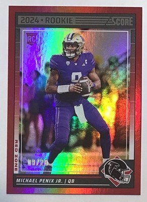 MICHAEL PENIX JR 2024 SCORE RC ROOKIE 9/20 RED ZONE HOLO🌈 FOIL ATLANTA FALCONS