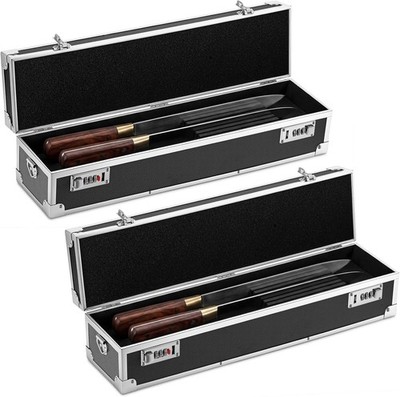 etery 2 Pcs Chef's Knife Cases Aluminum Hard  with Double