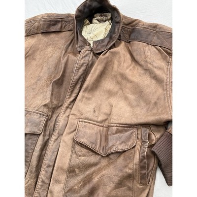VTG  G-III Map Lined Bomber Jacket large Global Identity Leather Aviator Flight