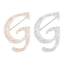 Letter Brooch Pins, 2 Pcs Pearl Initial Alphabet g Letter Lapel Badges Pin, S...