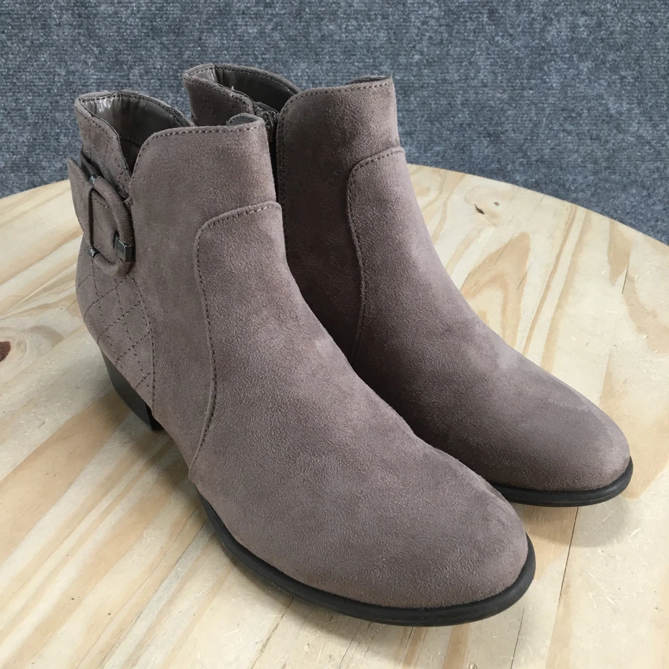 Botas Unisa Para Mujer 8M Taupe Miola Botín al Tobillo Cremallera Lateral Puntera Almendra Gamuza Informal Foto 3 de 4