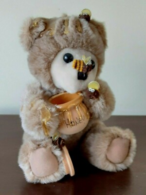 Elmo Orzek Teddy Bear With Honey Dipper Pot & Bees 1990 Stuffed Animal Plush 11''