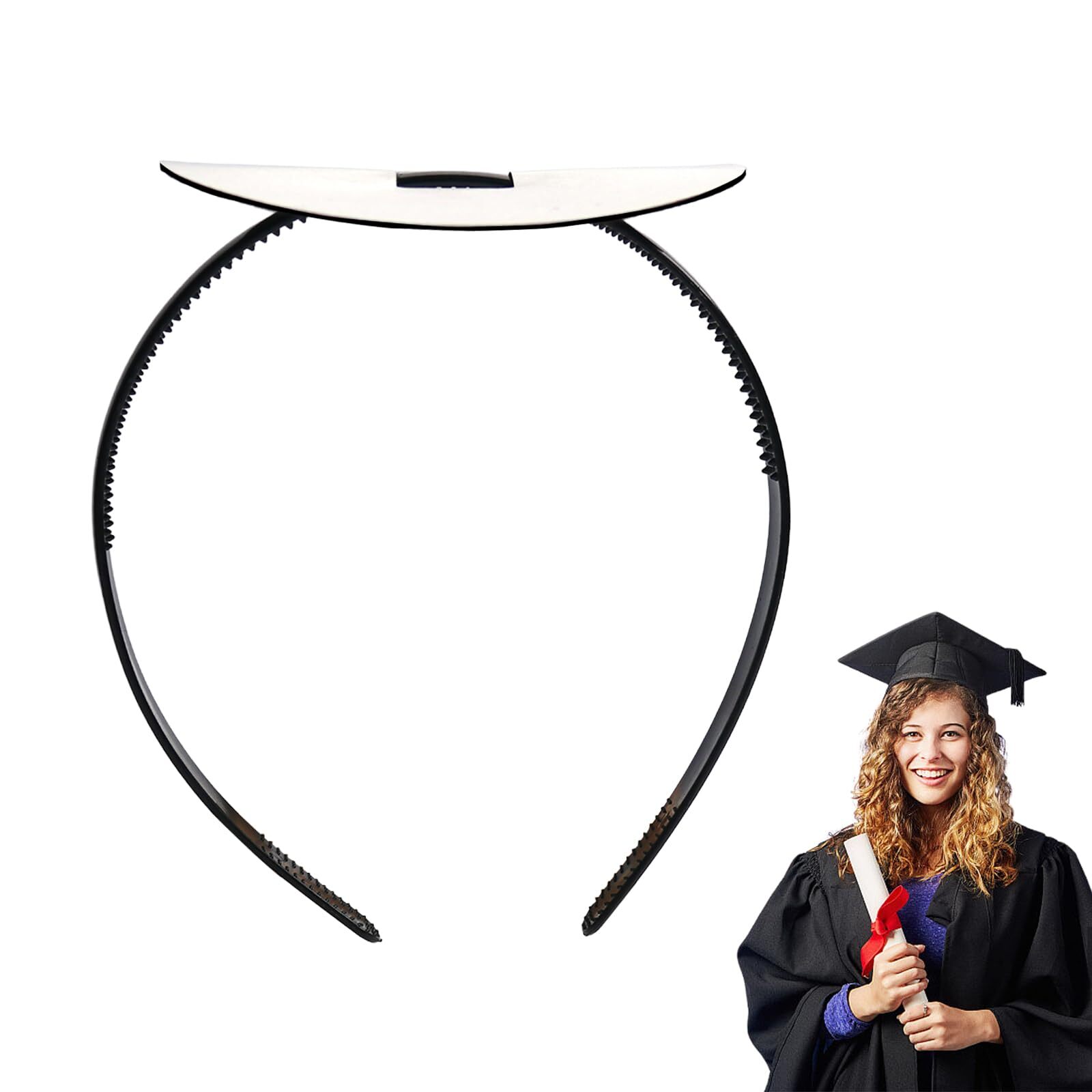 Graduation Cap Headband Secure Fit Black Simple Design  