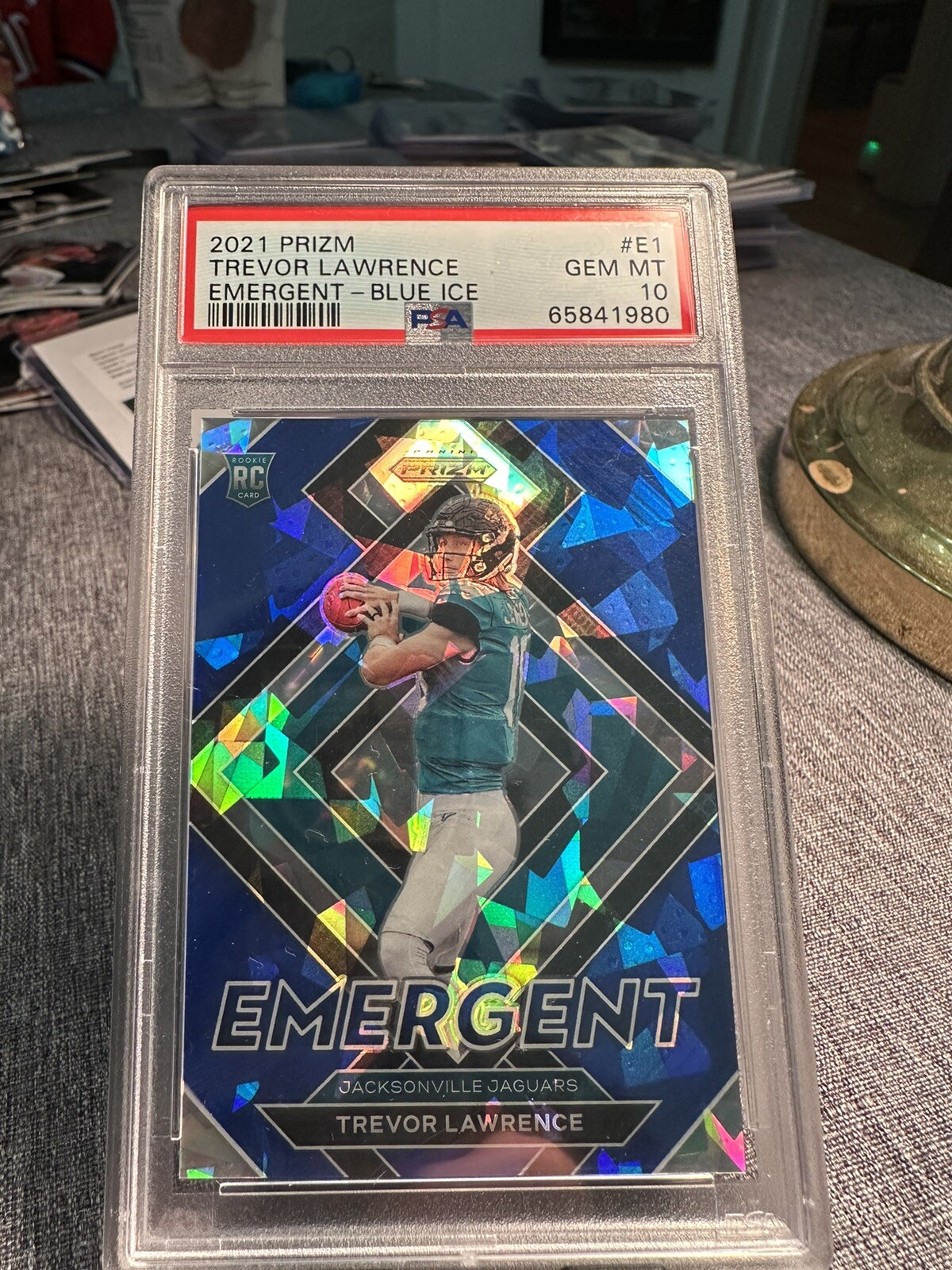 2021 Panini Prizm #E1 Trevor Lawrence EMERGENT-BLUE ICE RC 88/99 PSA 10💎💎💎💎