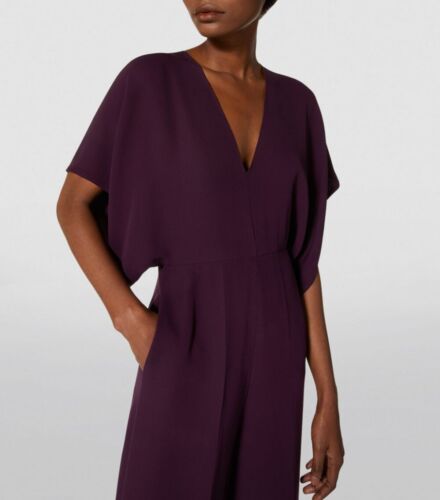 NEW Valentino Garavani Silk V-Neck Jumpsuit in Deep Purple Sz 40 #D7812 - Picture 3 of 11